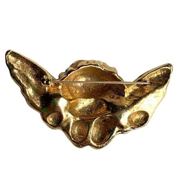 FIORUCCI 1980s LARGE ANGEL CHERUB VINTAGE BROOCH PIN SUBSTANTIAL JEWEL